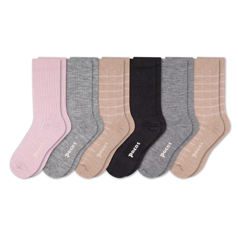 6 Pack - Women's Light-Weight Crew Pacas Socks - Image 96