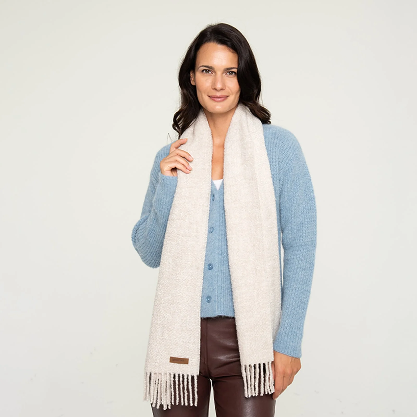 Women's Alpaca & Silk Boucle Scarf - Image 3