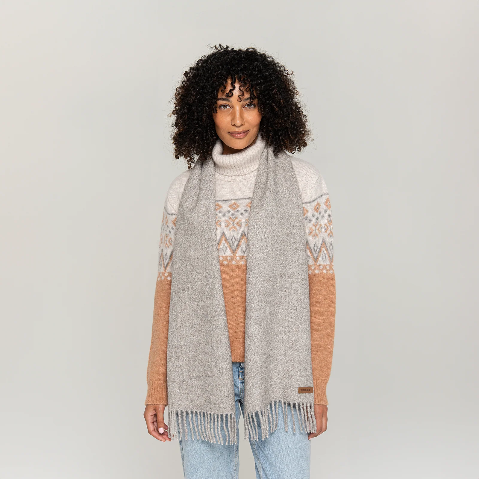 Women's Alpaca & Silk Boucle Scarf - Image 7