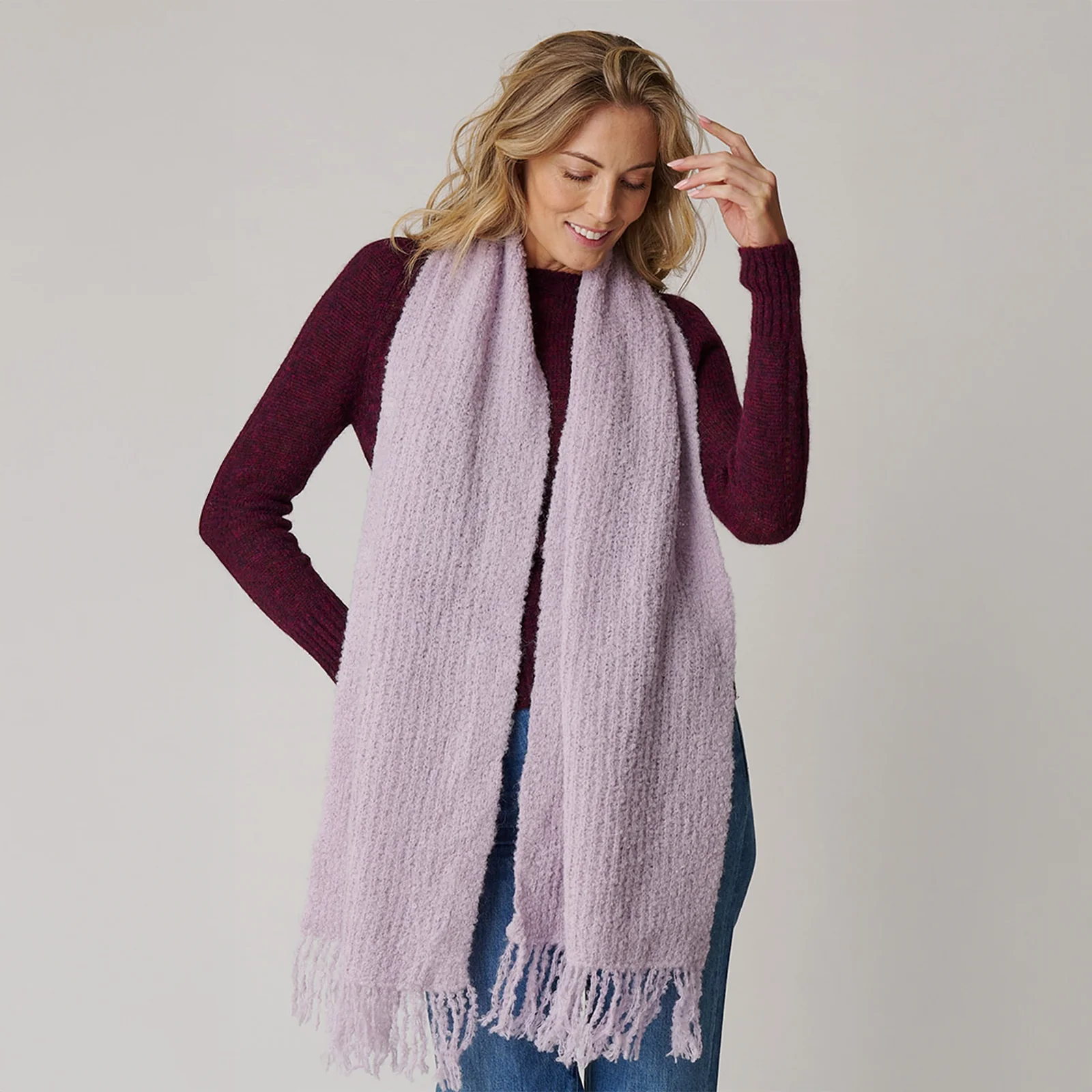 Women's Ribbed Boucle Scarf - Image 4