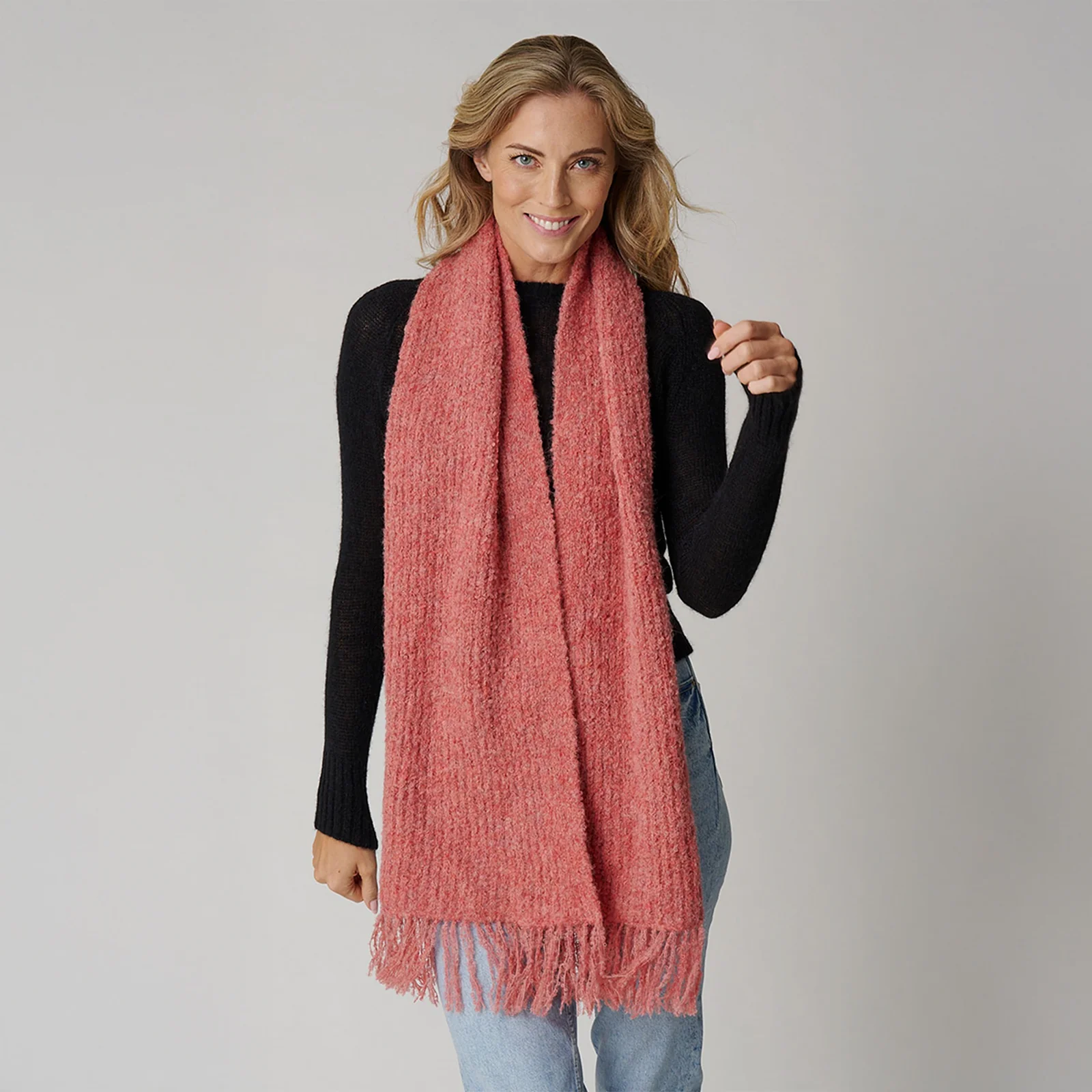 Women's Ribbed Boucle Scarf - Image 5