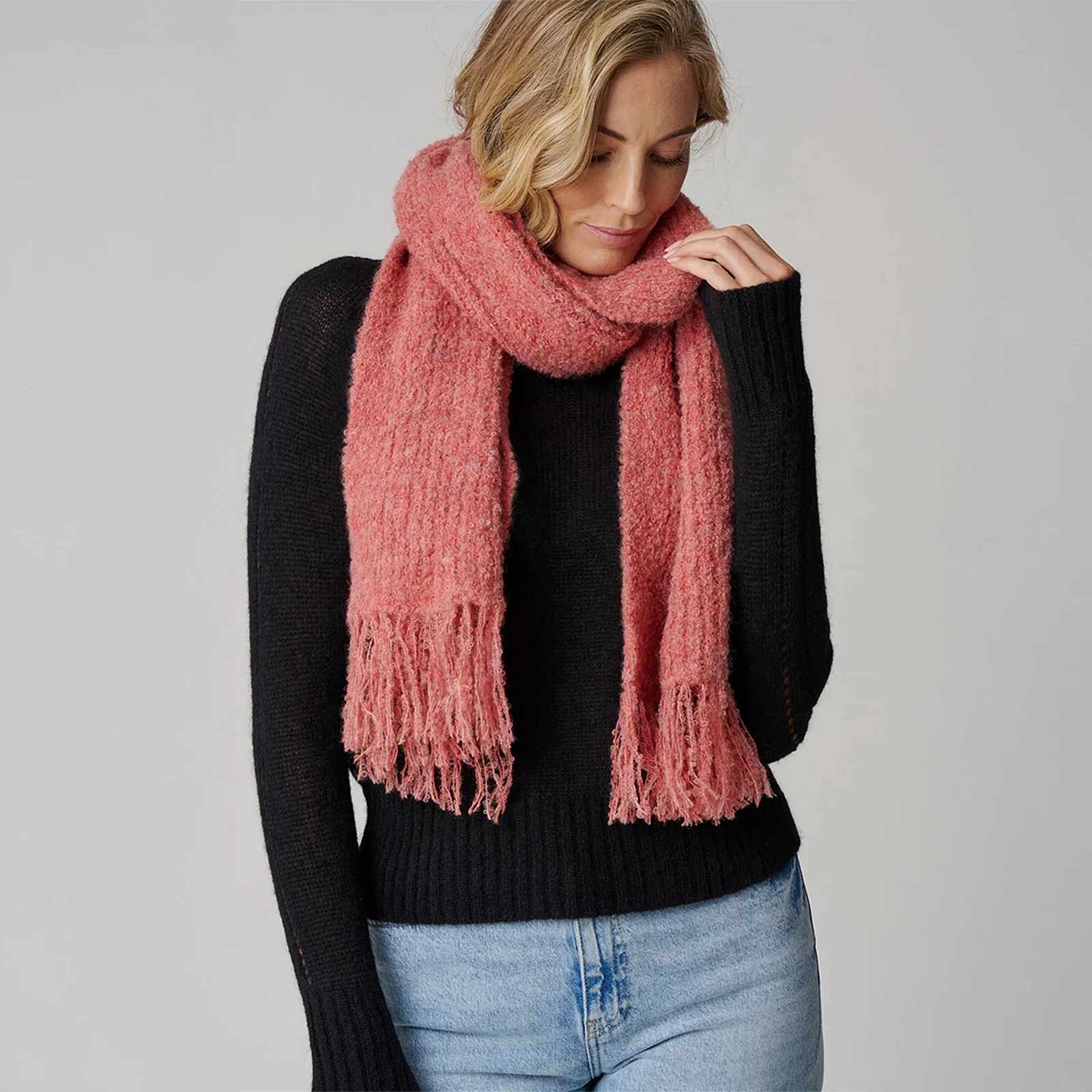 Women's Ribbed Boucle Scarf - Image 6