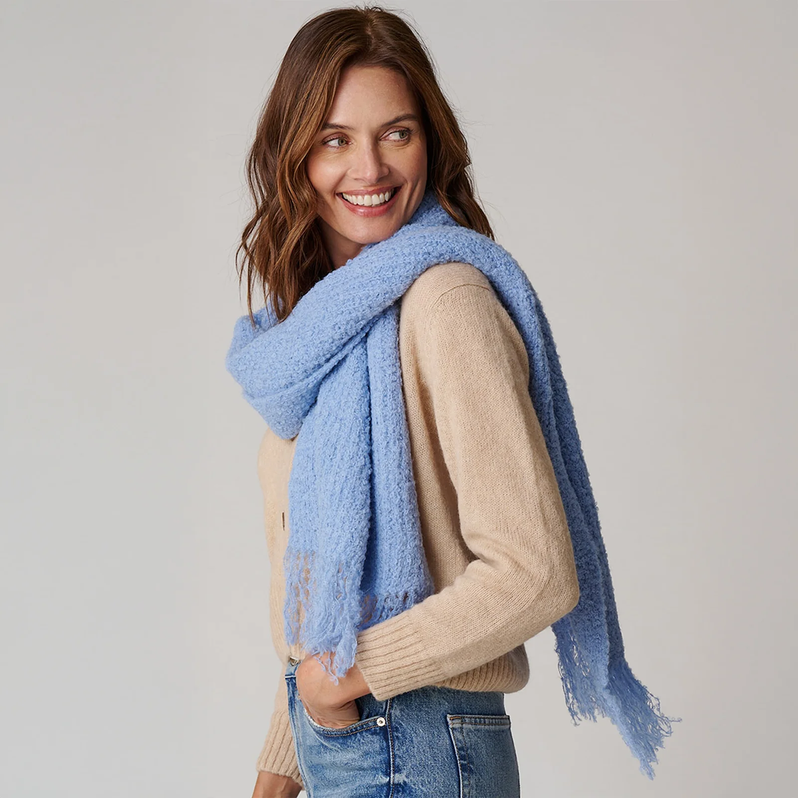 Women's Ribbed Boucle Scarf - Image 7