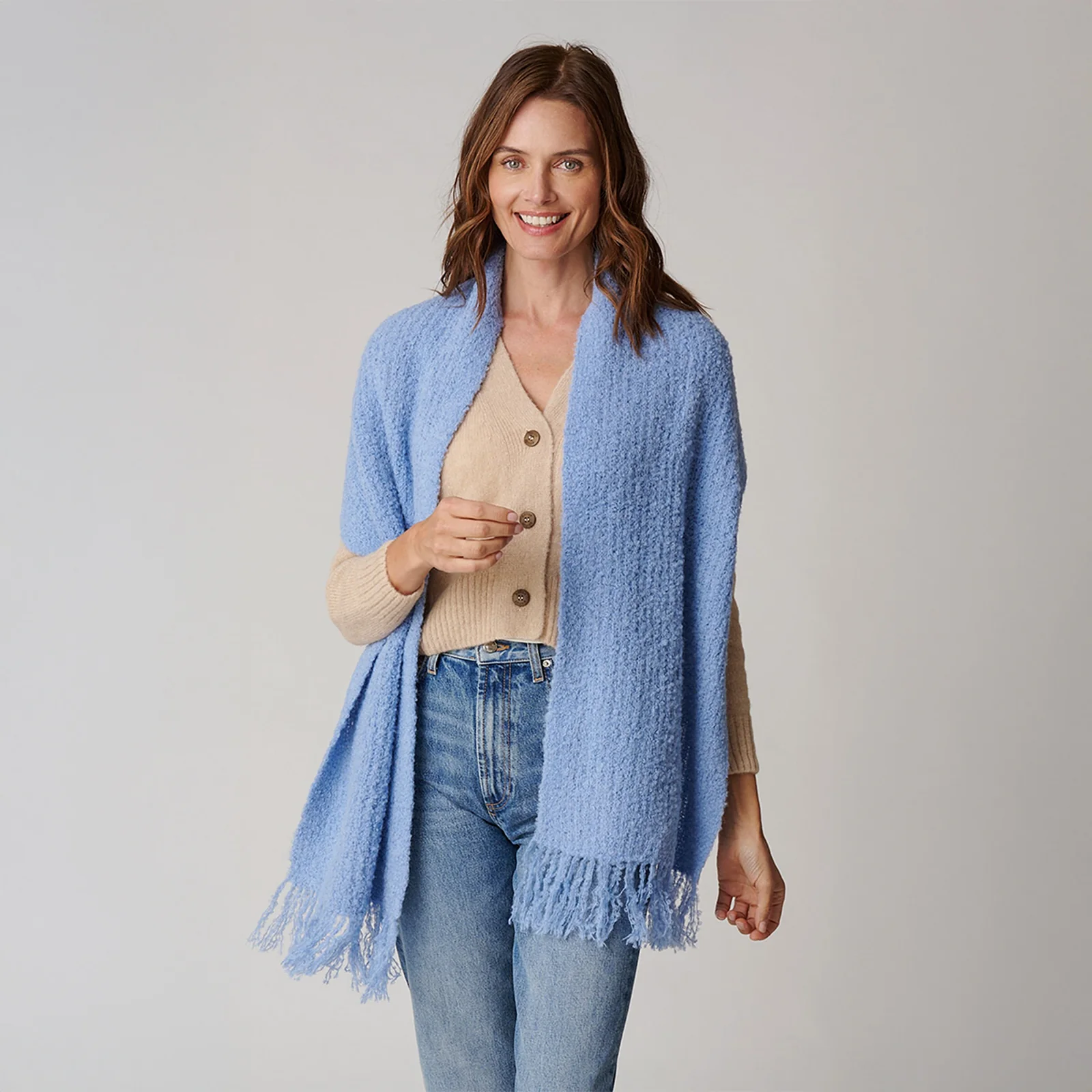 Women's Ribbed Boucle Scarf - Image 8